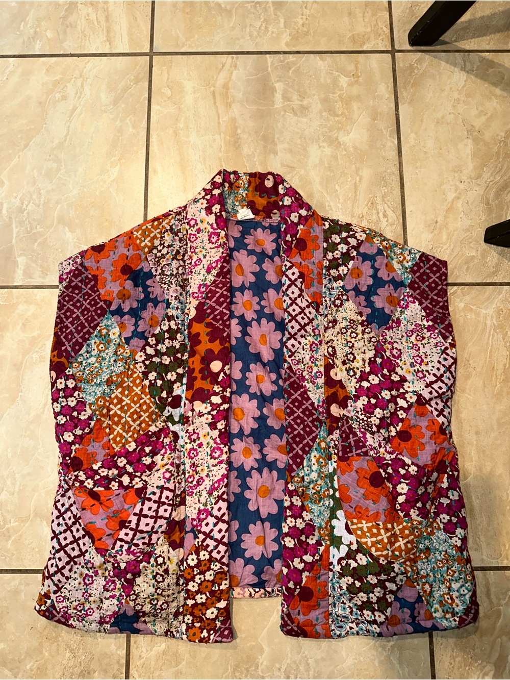 Floral Ivy Jane patchwork quilted vest Size L